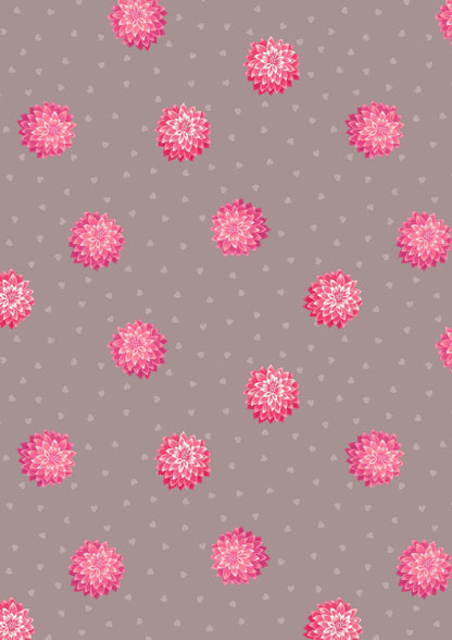Lewis & Irene’s Love Blooms Fabric Collection Dahlias and Hearts on Cappuccino Premium 100% Cotton Quilt Shop Quality Fabrics