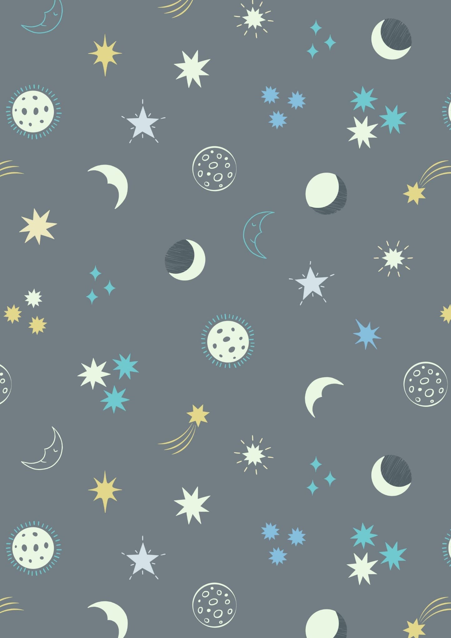 END OF BOLT 3YD17" Glowing Fabrics Lewis & Irene Small Things Glow Fabric Collection Glowing Night Sky on Grey Premium 100% Cotton Fabrics