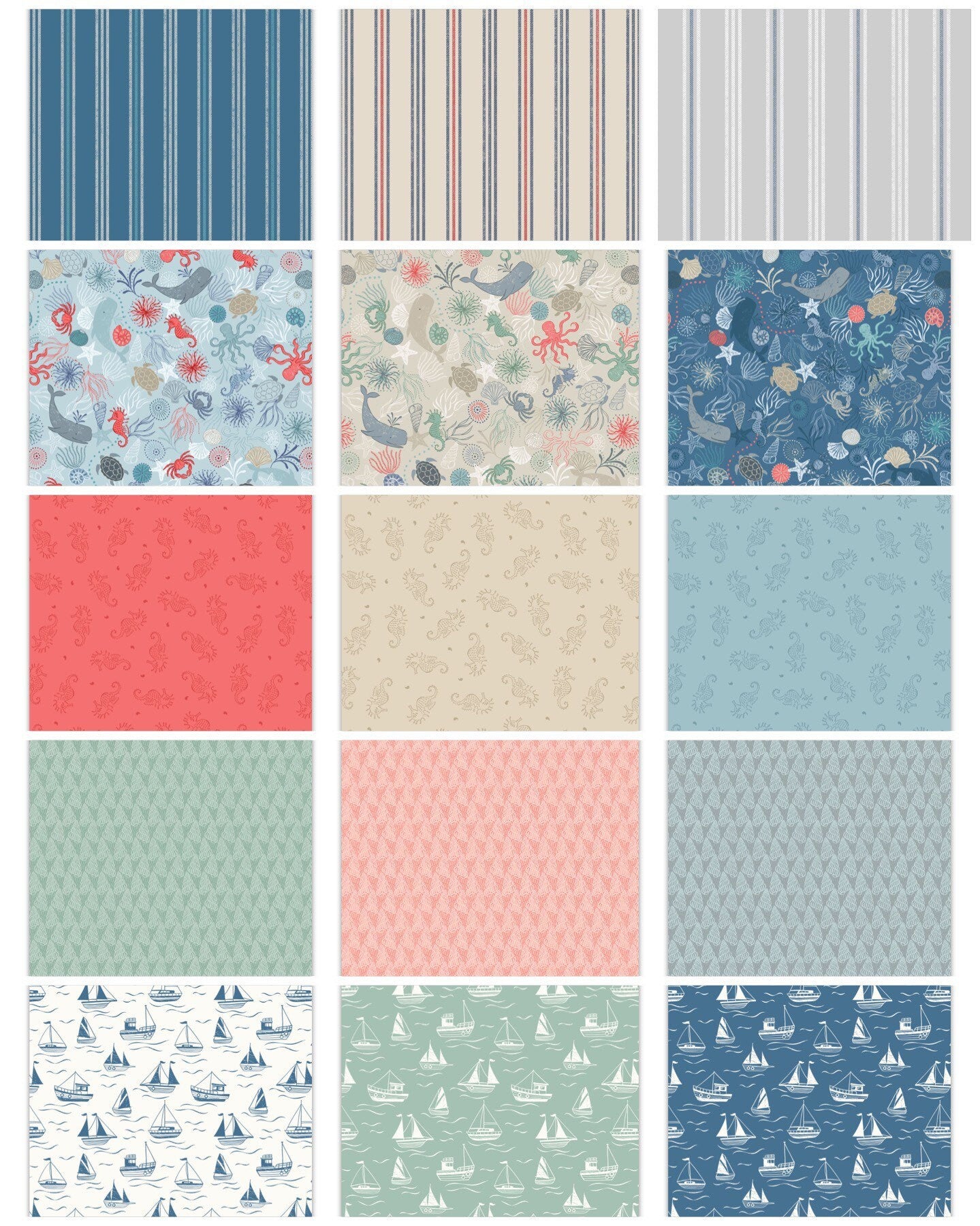 Lewis & Irene Thalassophile Fabric Collection Shells on Blue Grey Premium 100% Cotton Quilt Shop Quality Fabrics