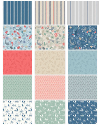 Lewis & Irene Thalassophile Fabric Collection Boats on Dark Blue Premium 100% Cotton Quilt Shop Quality Fabrics