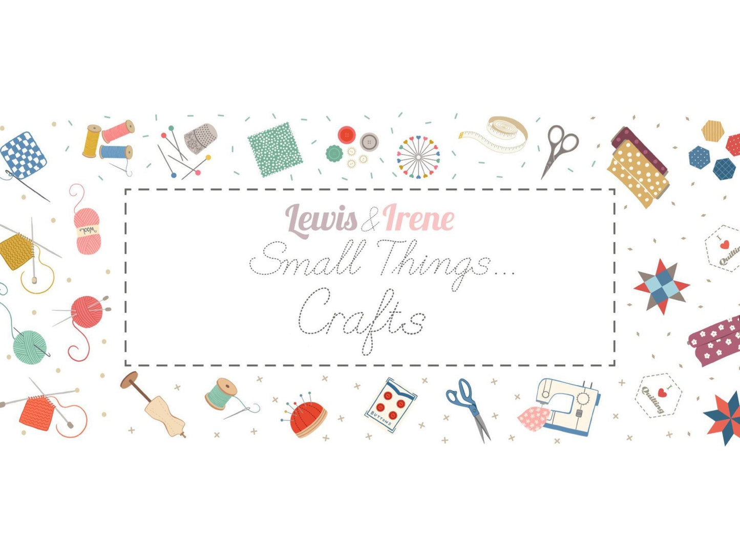 Lewis & Irene Small Things Crafts Fabric Collection Painting on Green SM35.2