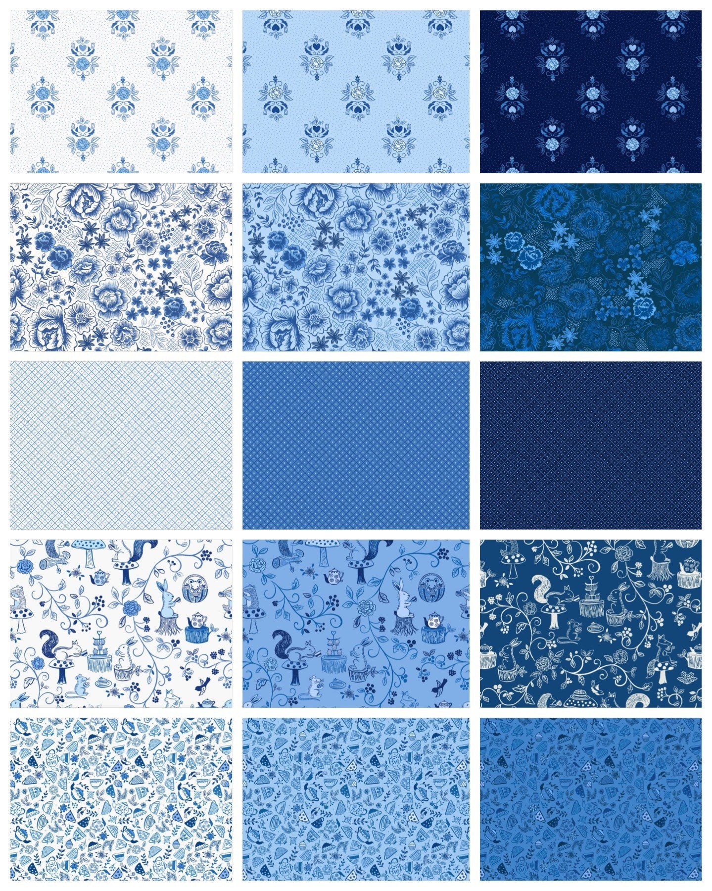Lewis & Irene Tea Time Fabric Collection Tea Time Floral on Darkest Blue Premium 100% Cotton Quilt Shop Quality Fabrics