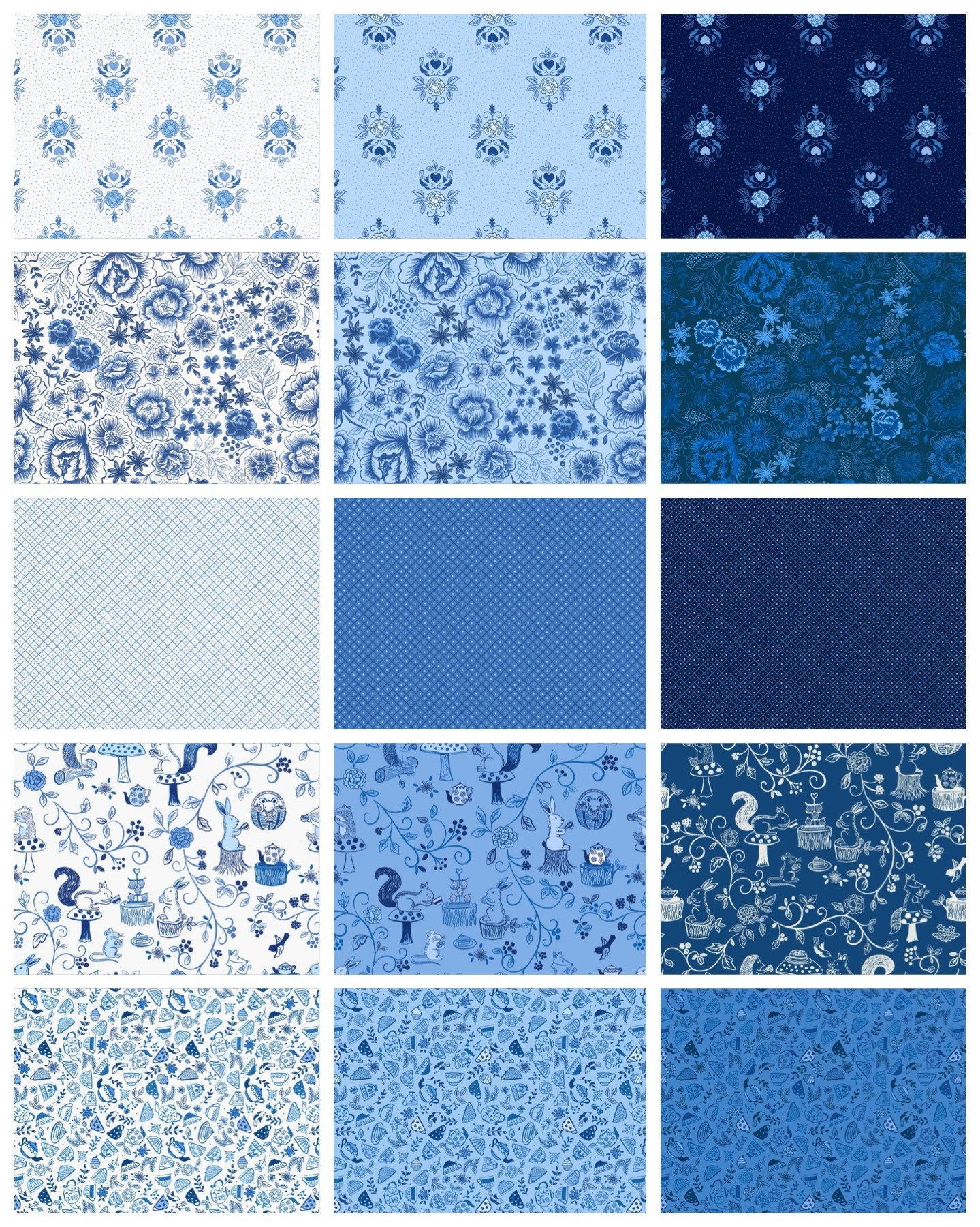 Lewis & Irene Tea Time Fabric Collection Little Bird Roses on Dark Blue Authentic Premium 100% Cotton Quilt Shop Quality Fabrics