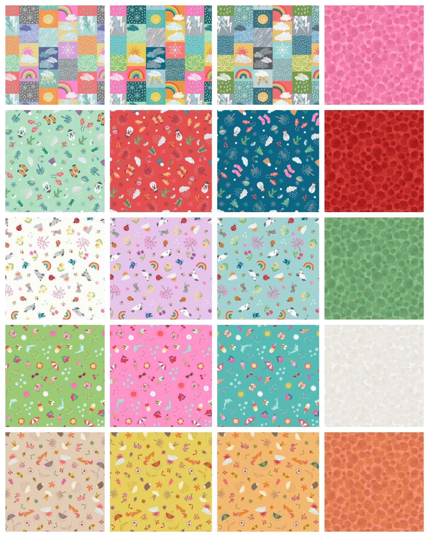 Lewis & Irene Whatever The Weather Fabric Collection 20 Piece FQ Bundle (No Repeats) Premium 1005 Cotton Quilt Shop Quality Fabrics