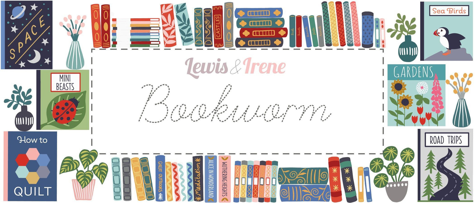 LAST BOLT!! Lewis & Irene Bookworm Fabric Collection Book Covers on Sepia Premium 100% Cotton Quilt Shop Quality Fabrics