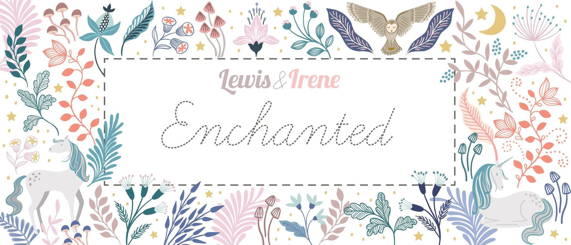 Lewis & Irene Enchanted Fabric Collection Metallic Gold Feathers and Stars on Pink A545.3