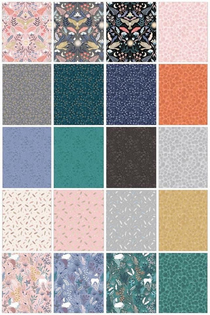 Lewis & Irene Enchanted Fabric Collection Metallic Silver Feathers & Stars on Grey A545.2