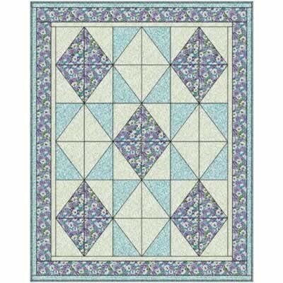 Fabric Cafe Diamond Dust Quilt Pattern (uses only 3YDS of fabric) Finished Size 46”x58”