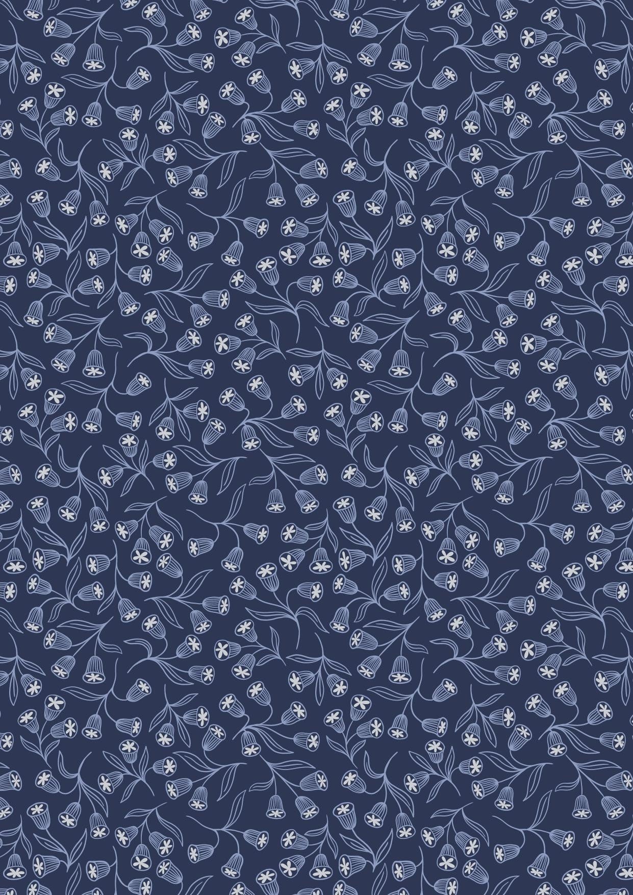 LAST BOLT! Lewis & Irene Enchanted Fabric Collection Metallic Silver Enchanted Flowers on Dark Blue Premium 100% Cotton Fabrics