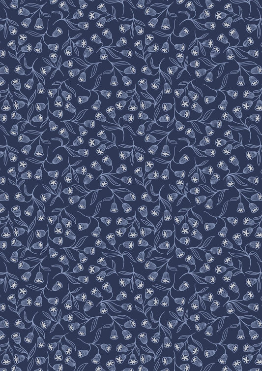 LAST BOLT! Lewis & Irene Enchanted Fabric Collection Metallic Silver Enchanted Flowers on Dark Blue Premium 100% Cotton Fabrics