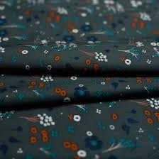 LAST BOLT!! Birch Fabric Dog Park Organic Cotton Fabric Collection Baby Farrah Floral on Slate Premium 100% Organic Cotton Fabrics