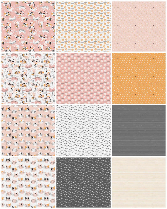 Paintbrush Studio Tails & Whiskers Fabric Collection Cat Ears on Charcoal Premium 100% Cotton Quilt Shop Quality Fabrics