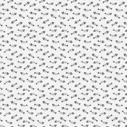 Paintbrush Studio Tails & Whiskers Fabric Collection Fish Bones on Cream Premium 100% Cotton Quilt Shop Quality Fabrics