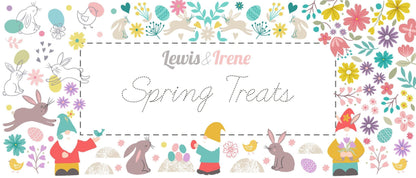 Lewis & Irene Spring Treats Fabric Collection Spring Floral on Green Premium 100% Cotton Quilt Shop Quality Fabrics