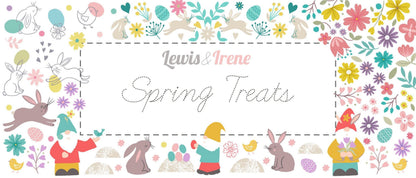 Lewis & Irene Spring Treats Fabric Collection Spring Floral on Green Premium 100% Cotton Quilt Shop Quality Fabrics