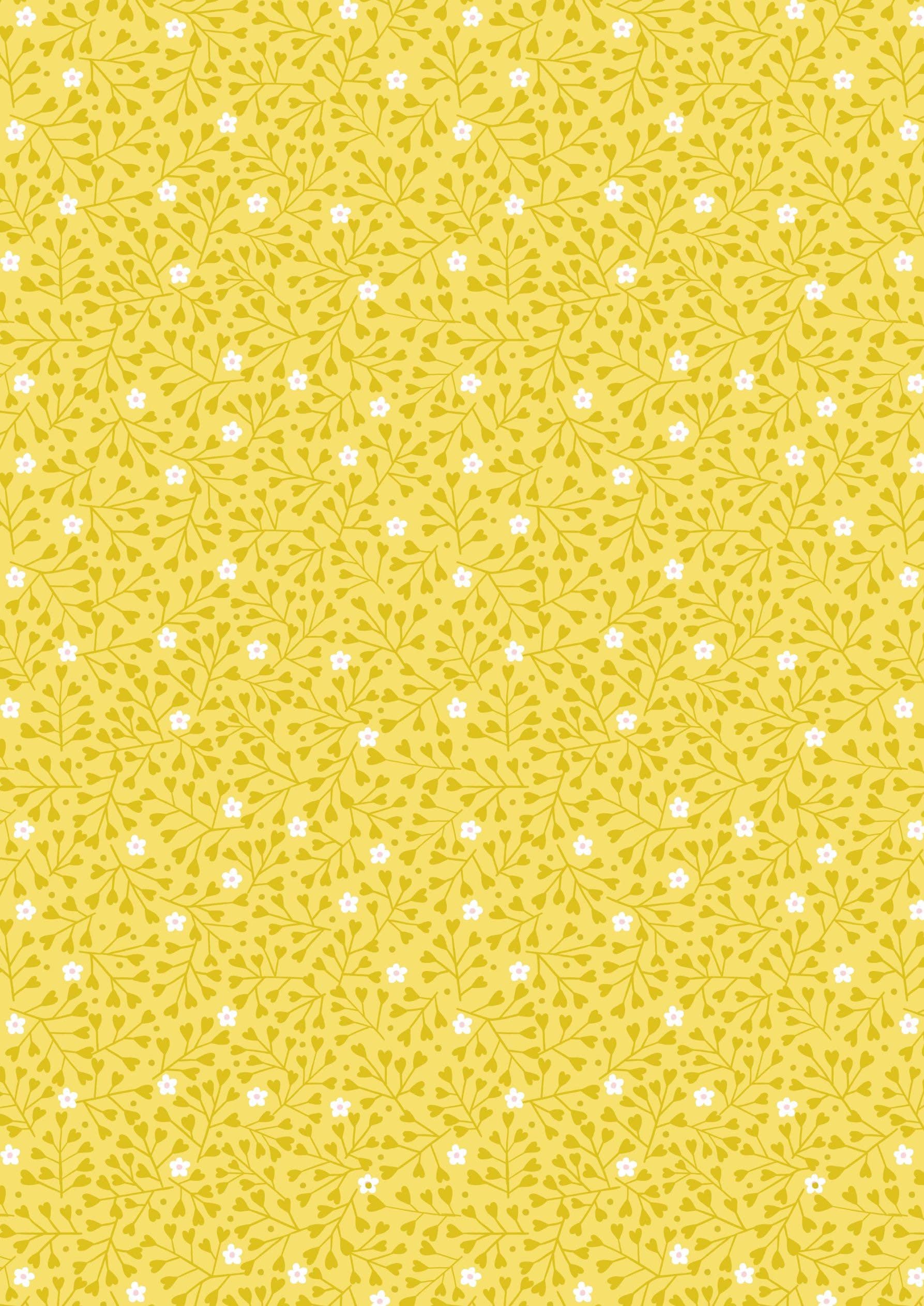 Lewis & Irene Spring Treats Fabric Collection Mini Heart Floral on Yellow Premium 100% Cotton Quilt Shop Quality Fabrics