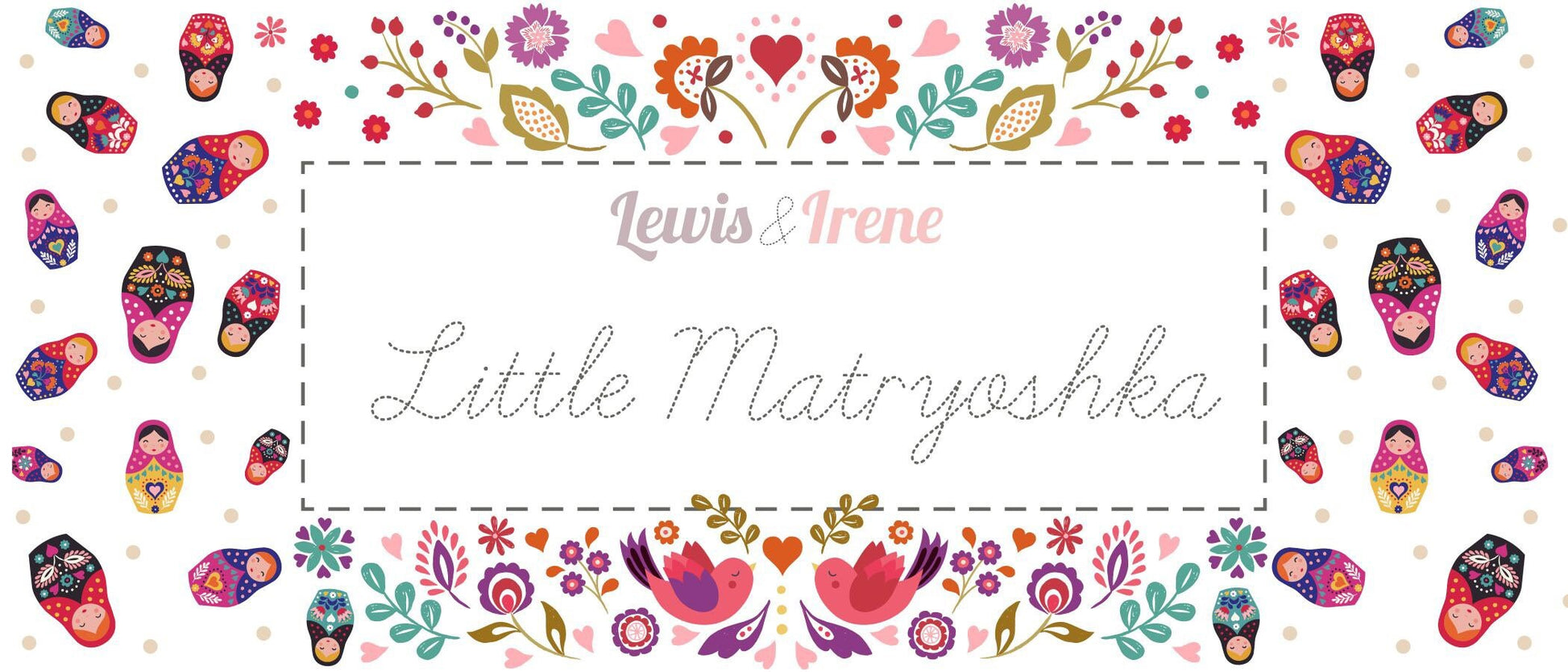 Lewis & Irene Little Matryoshka Fabric Collection Hearts on Blue A568.2