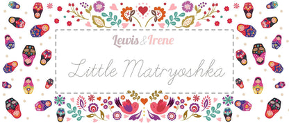 Lewis & Irene Little Matryoshka Fabric Collection Hearts on Blue A568.2
