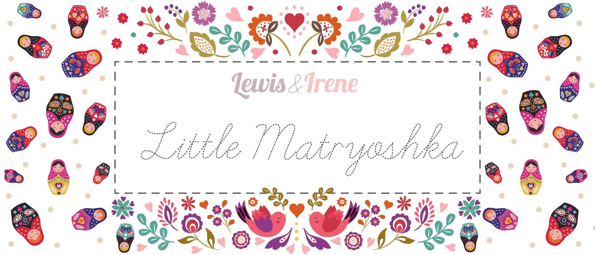 Lewis & Irene Little Matryoshka Fabric Collection Matryoshka Floral on Black A570.3