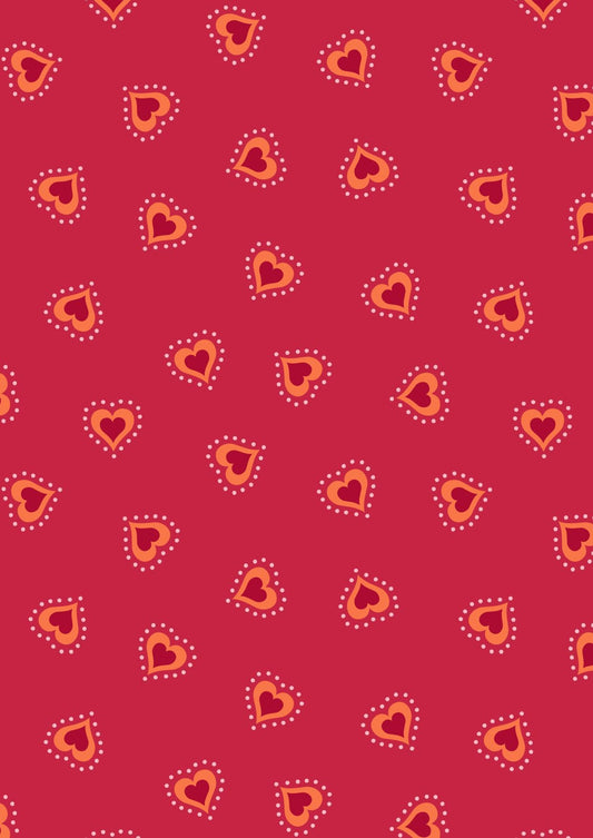 LAST BOLT! Lewis & Irene Little Matryoshka Fabric Collection Hearts on Red Premium 100% Cotton Quilt Shop Quality Fabrics