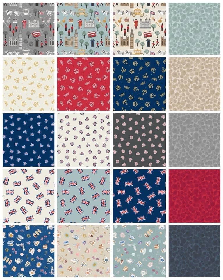 Lewis & Irene Jubilee Fabric Collection Union Jacks on Dark Blue A612.3