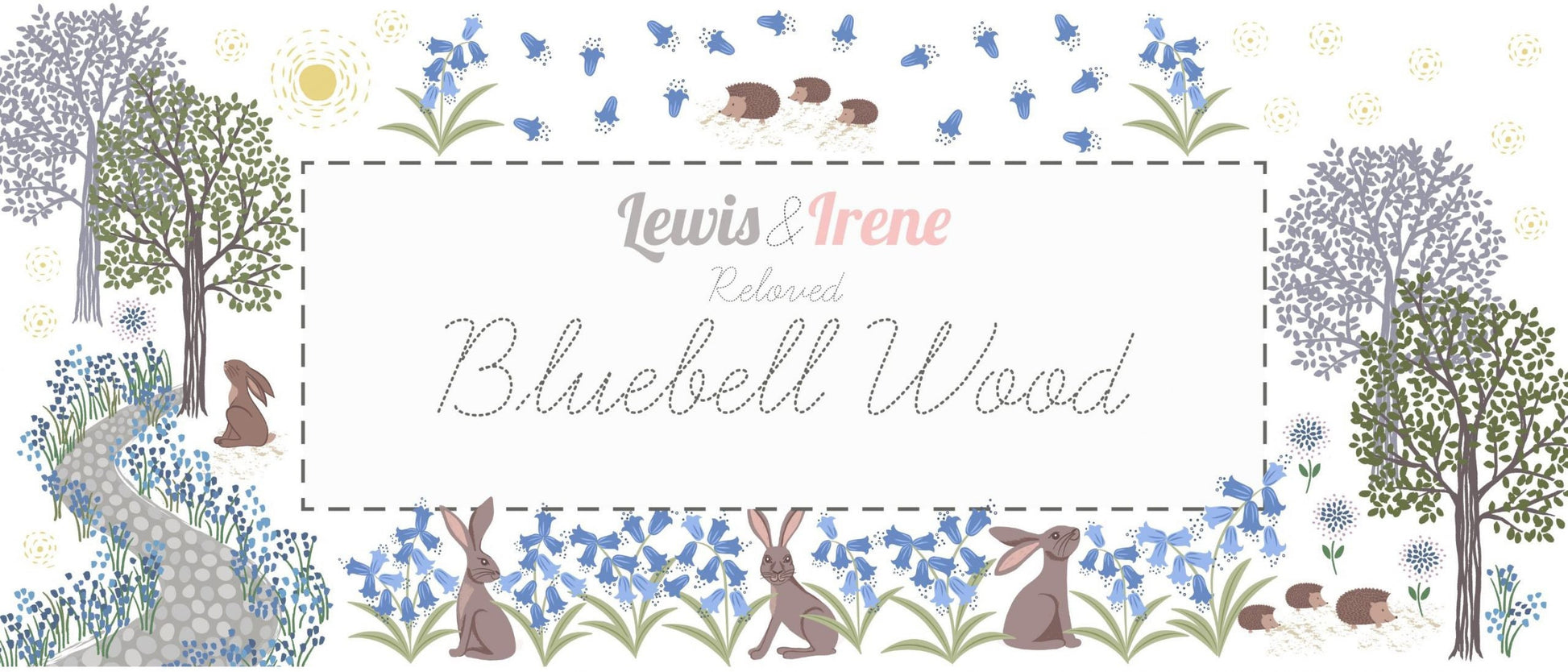 Lewis & Irene Bluebell Wood Reloved Fabric Collection Floral Silhouette on Duck Egg A129.1