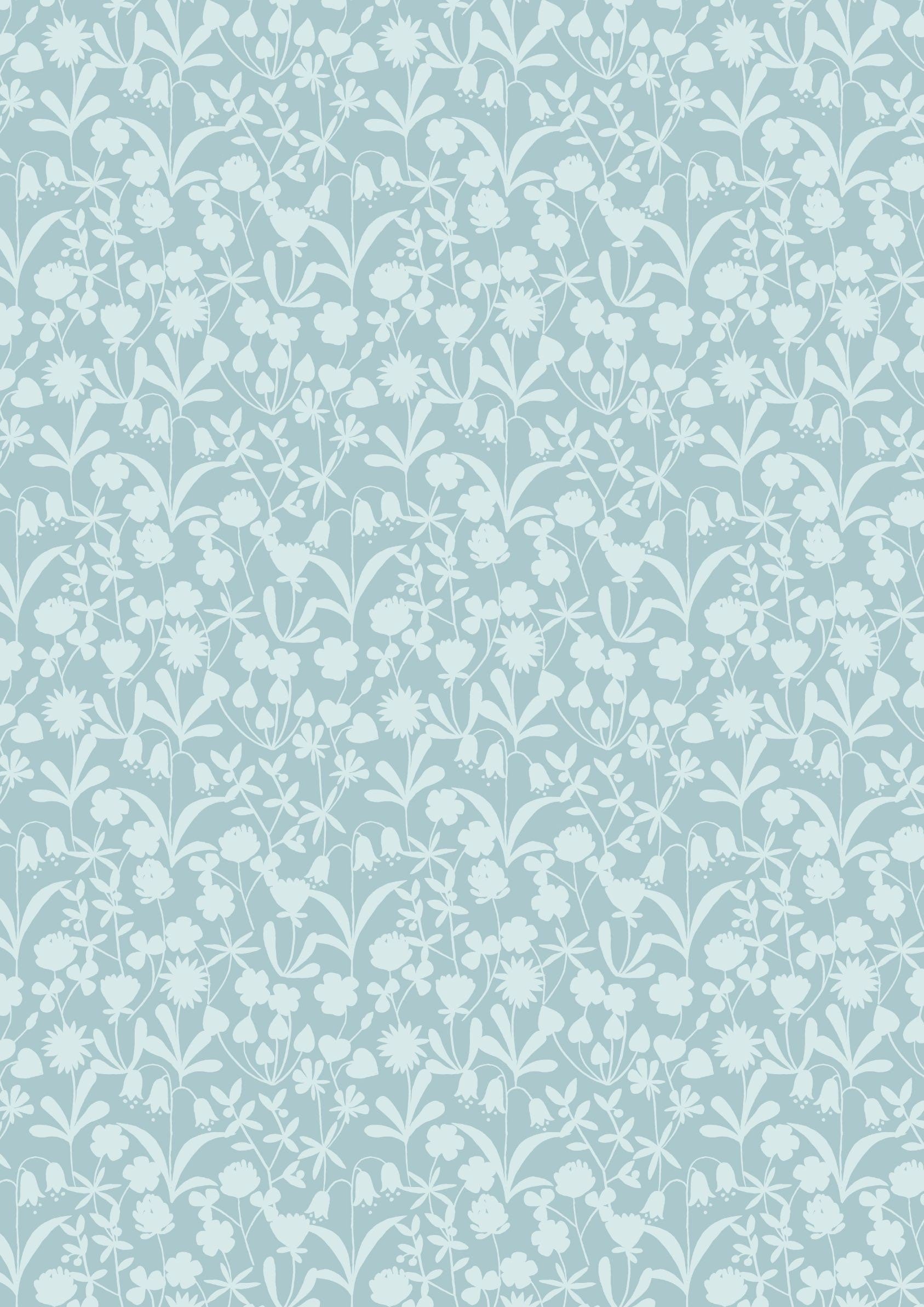 LAST BOLT!! Lewis & Irene Bluebell Wood Reloved Fabric Collection Floral Silhouette on Nighttime Premium 100% Cotton Fabrics