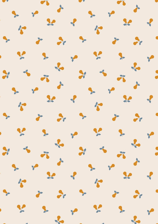 Lewis & Irene Wintertide Fabric Collection Metallic Gold Pears on Cream Premium 100% Cotton Quilt Shop Quality Fabrics