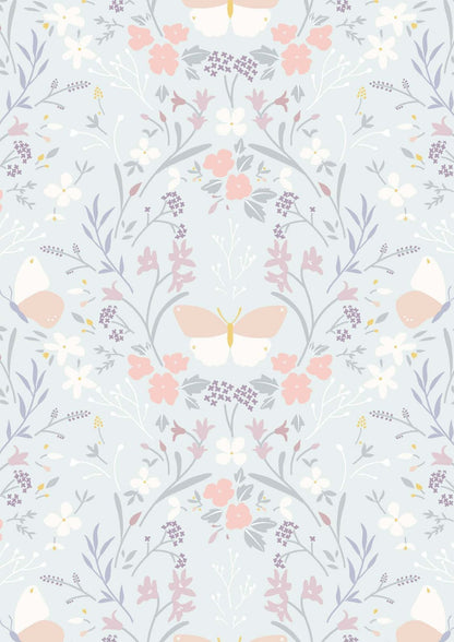 LAST BOLT! Lewis & Irene Heart of Summer Fabric Collection Floral Gathering on Duck Egg Blue Premium 100% Cotton Quilt Shop Quality Fabrics