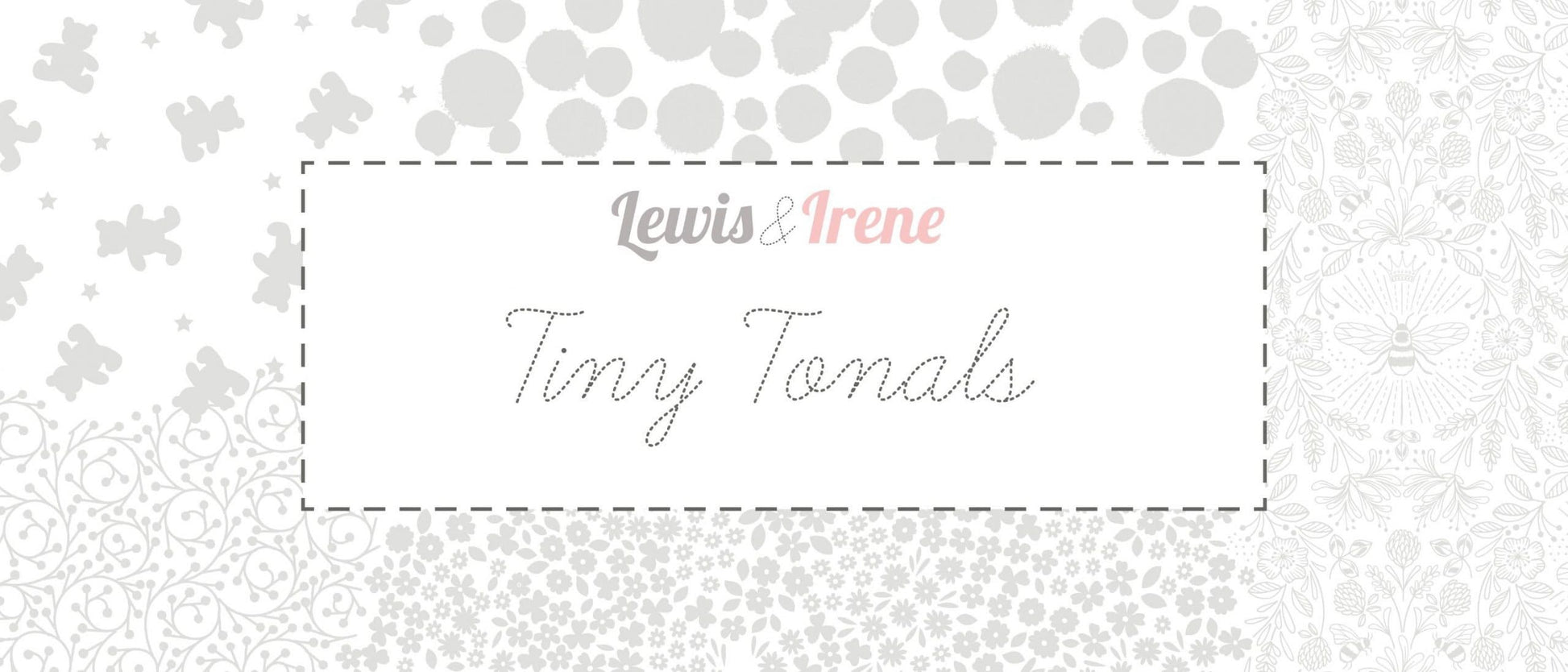 Lewis & Irene Tiny Tonals Fabric Collection Bunny Meadow Grey on Grey Premium 100% Cotton Quilt Shop Quality Fabrics