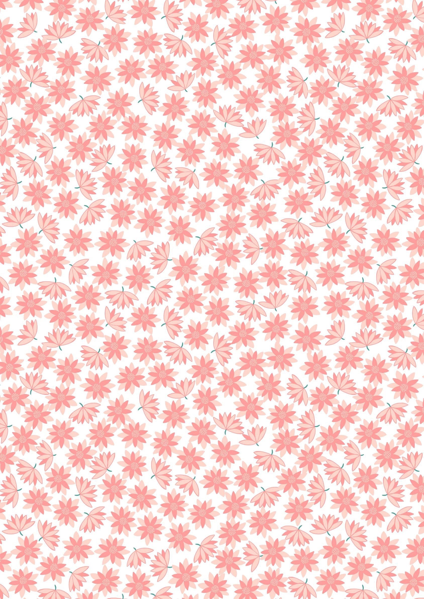 Lewis & Irene On The Lake Fabric Collection Pink Lillies on Cream Premium 100% Cotton Quilt Shop Quality Fabrics