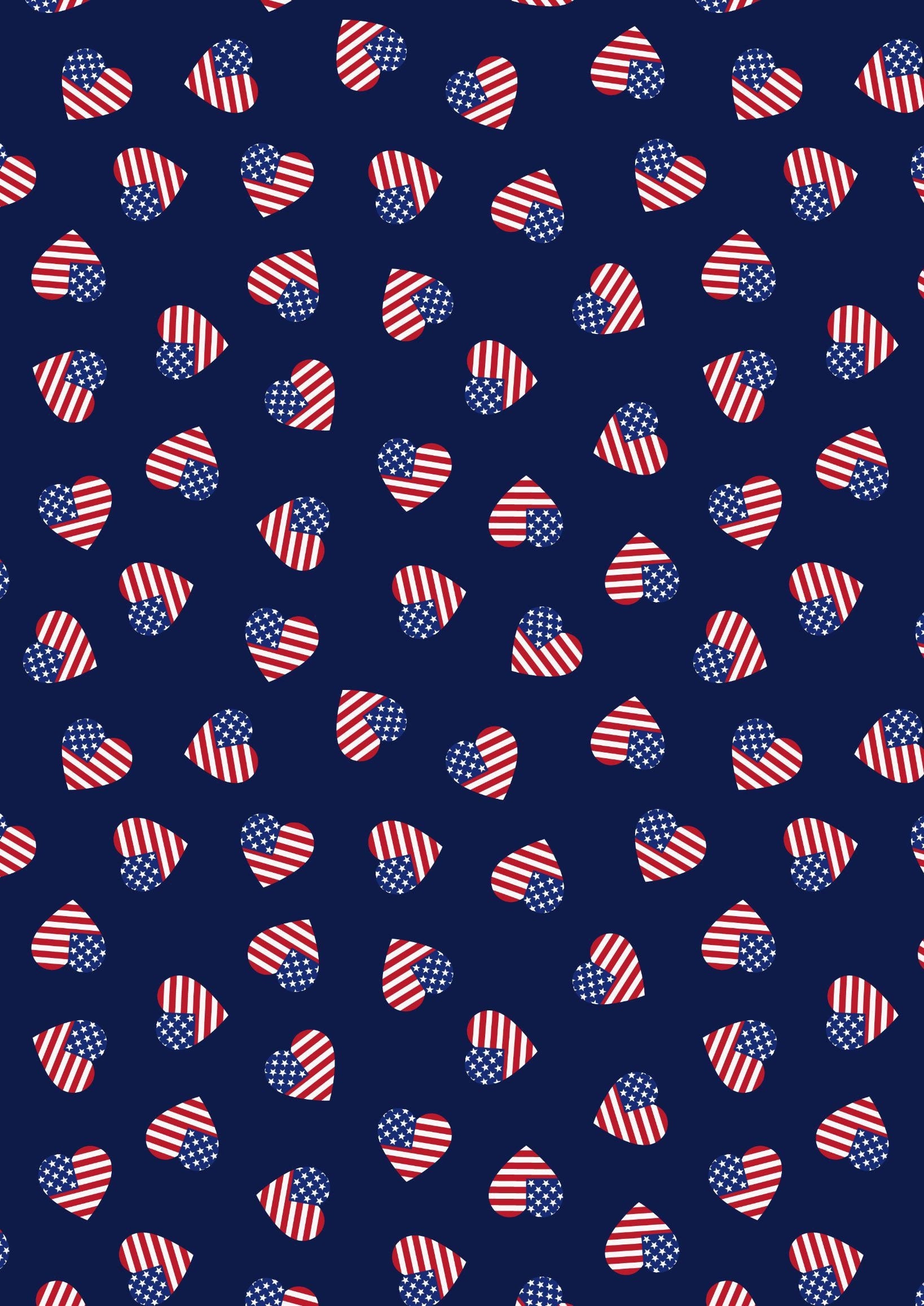 Lewis & Irene Americana Fabric Collection American Hearts on Dark Blue Authentic Premium 100% Cotton Quilt Shop Quality Fabrics