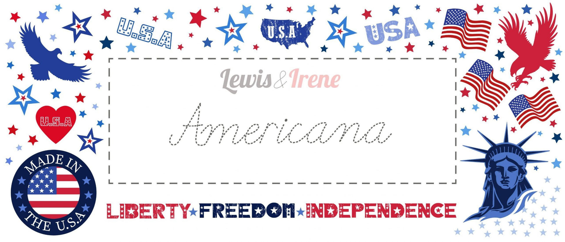 Lewis & Irene Americana Fabric Collection American Hearts on Dark Blue Authentic Premium 100% Cotton Quilt Shop Quality Fabrics