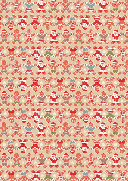LAST BOLT!! Lewis & Irene Gingerbread Season Fabric Collection Gingerbread People on Butterscotch Premium 100% Cotton Fabrics