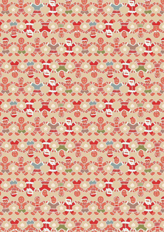 LAST BOLT!! Lewis & Irene Gingerbread Season Fabric Collection Gingerbread People on Butterscotch Premium 100% Cotton Fabrics