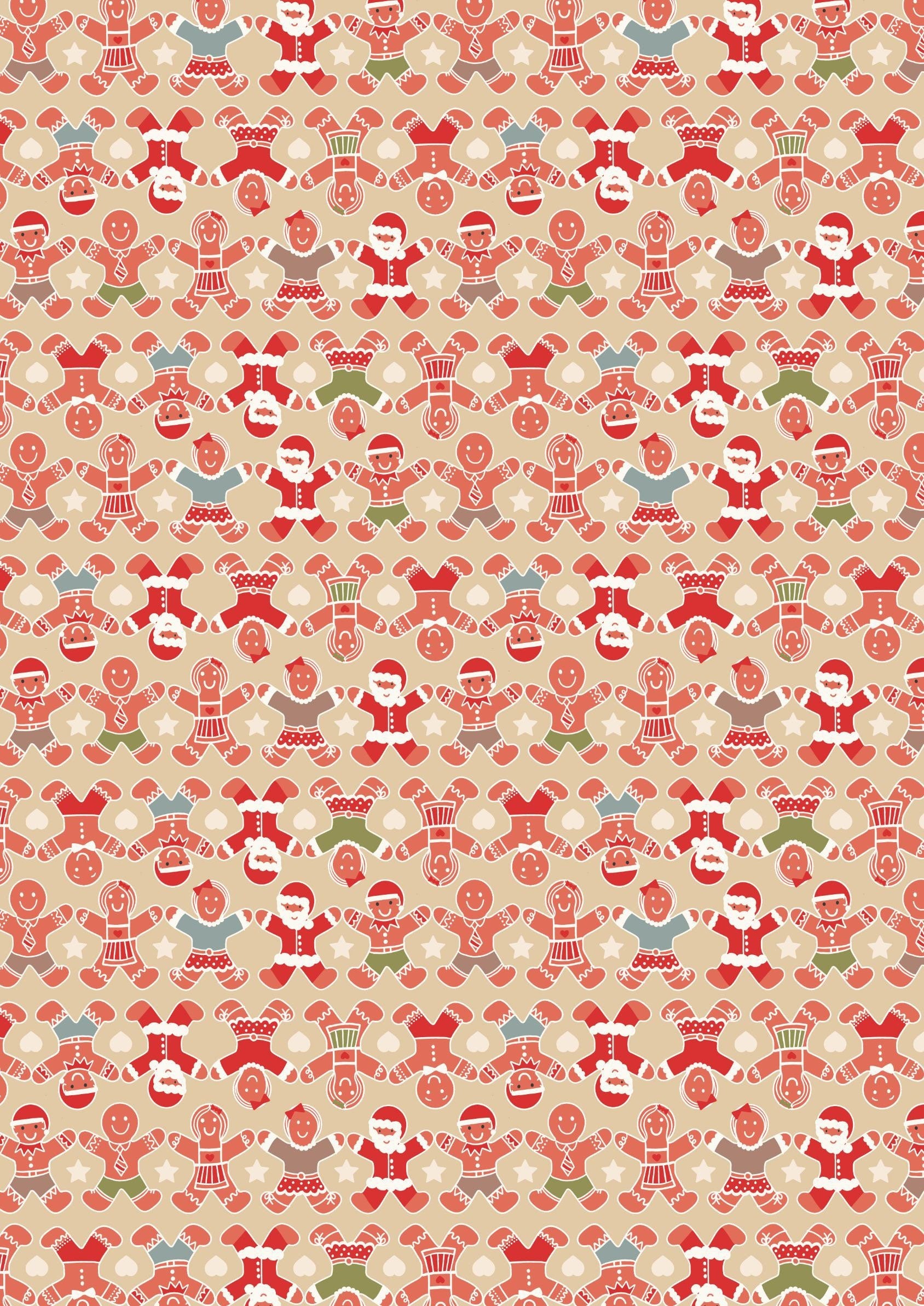 Lewis & Irene Gingerbread Season Fabric Collection Gingerbread People on Butterscotch C87.2