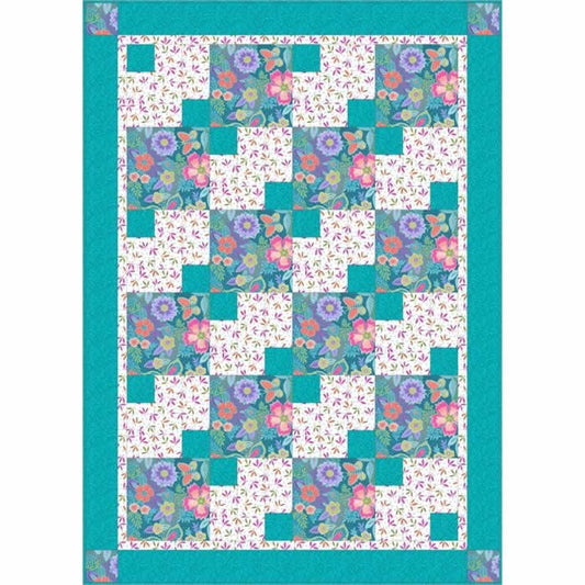 Fabric Cafe Garden Path Quilt Pattern (uses only 3YDS of fabric) Finished Size 45”x63”