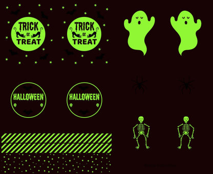 Lewis & Irene Haunted House Fabric Collection Glowing Digital Print 36” Treat Bag Panel on Orange A598.1