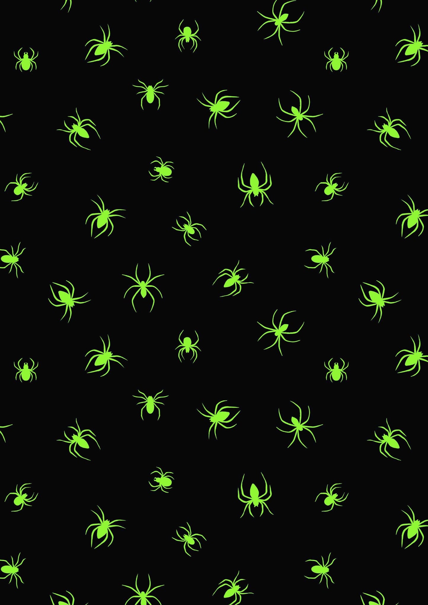 Lewis & Irene Haunted House Fabric Collection Glowing Spiders on Green A602.2
