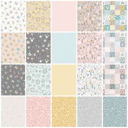 Lewis & Irene Bella Bunny and Bear Fabric Collection Alphabet on Cream Premium A648.1