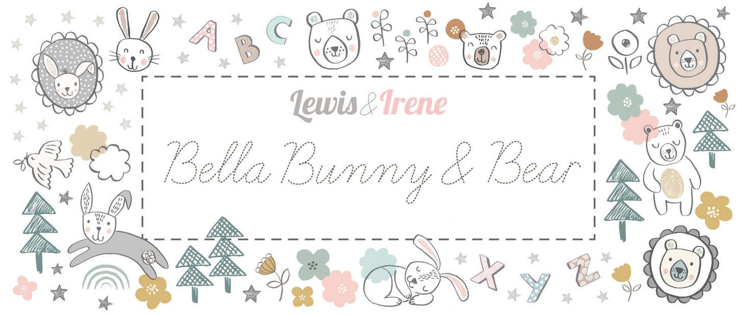 Lewis & Irene Bella Bunny and Bear Fabric Collection Alphabet on Dark Grey A648.3