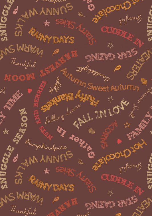 LAST BOLT! Lewis & Irene Snuggle Season Fabric Collection Cozy Words on Chocolate Premium 100% Cotton Quilt Shop Quality Fabrics