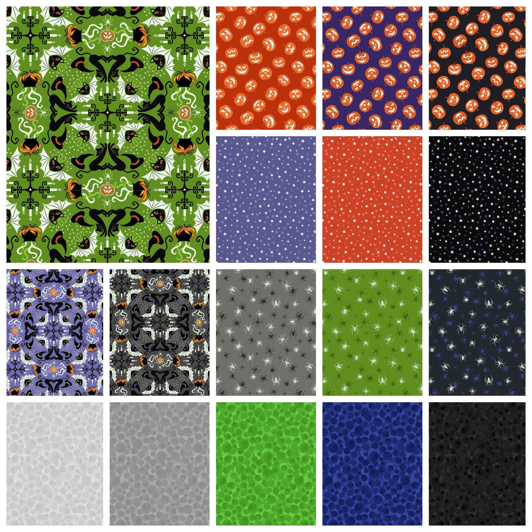 Lewis & Irene Haunted House Fabric Collection Glowing Pumpkin Faces on Purple A601.2