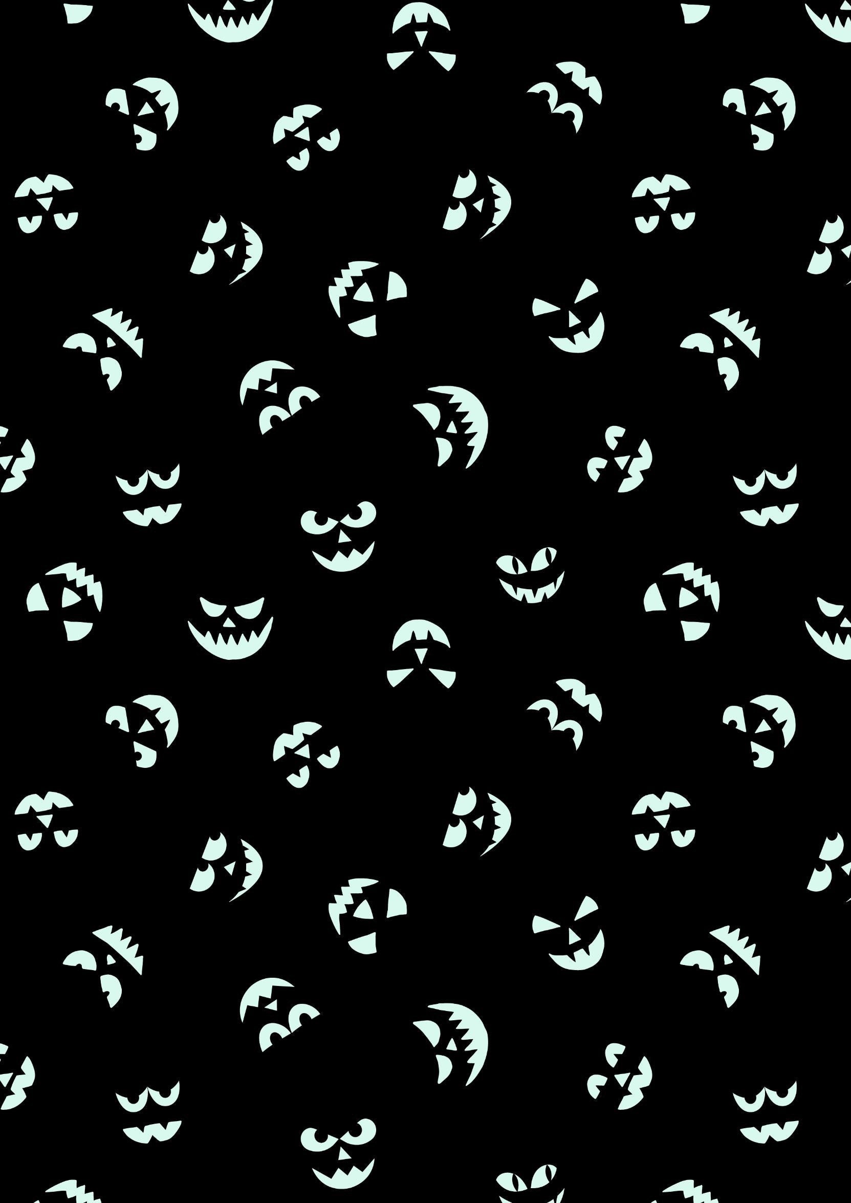 Lewis & Irene Haunted House Fabric Collection Glowing Pumpkin Faces on Purple A601.2