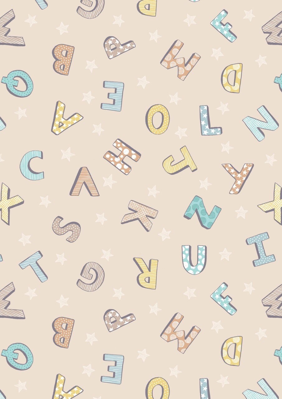 Lewis & Irene Bella Bunny and Bear Fabric Collection Alphabet on Natural Premium 100% Cotton Quilt Shop Quality Fabrics