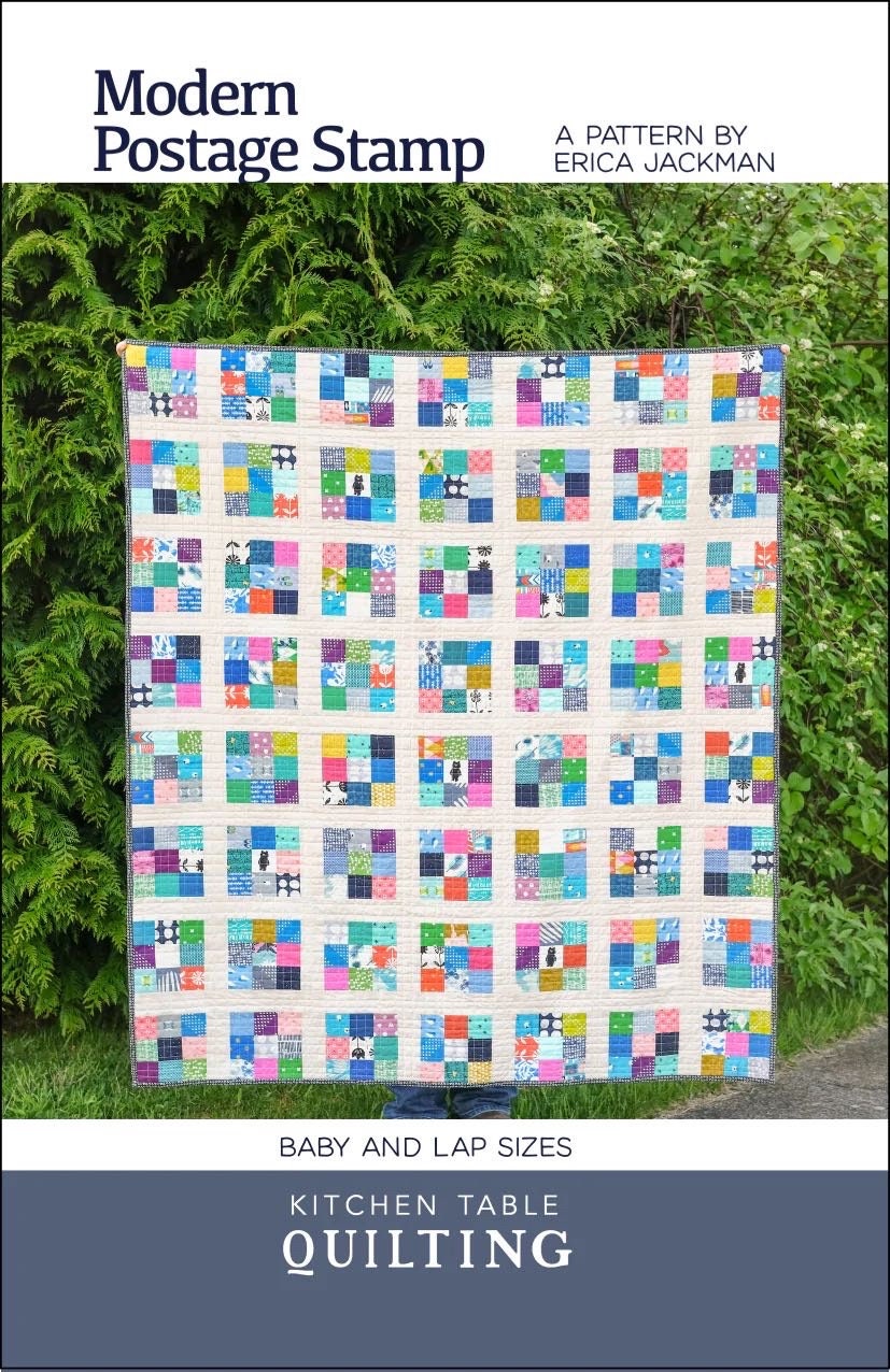 LIMITED EDITION Poppie Cotton Modern Postage Stamp Quilt Kit Featuring Poppie Cotton Frost & Flurry Fabric Collection Finished Size: 54"x62"