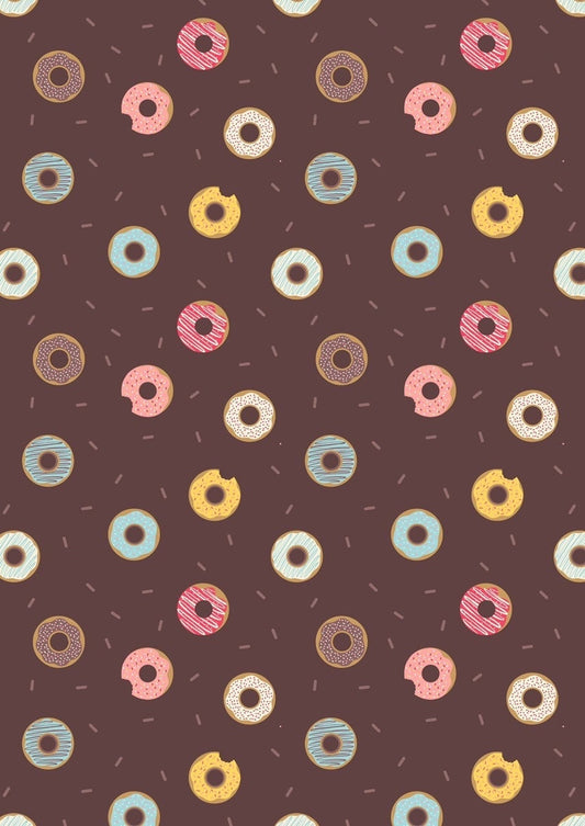 Lewis & Irene Small Things Sweet Fabric Collection Doughnuts on Brown Premium 100% Cotton Quilt Shop Quality Fabrics