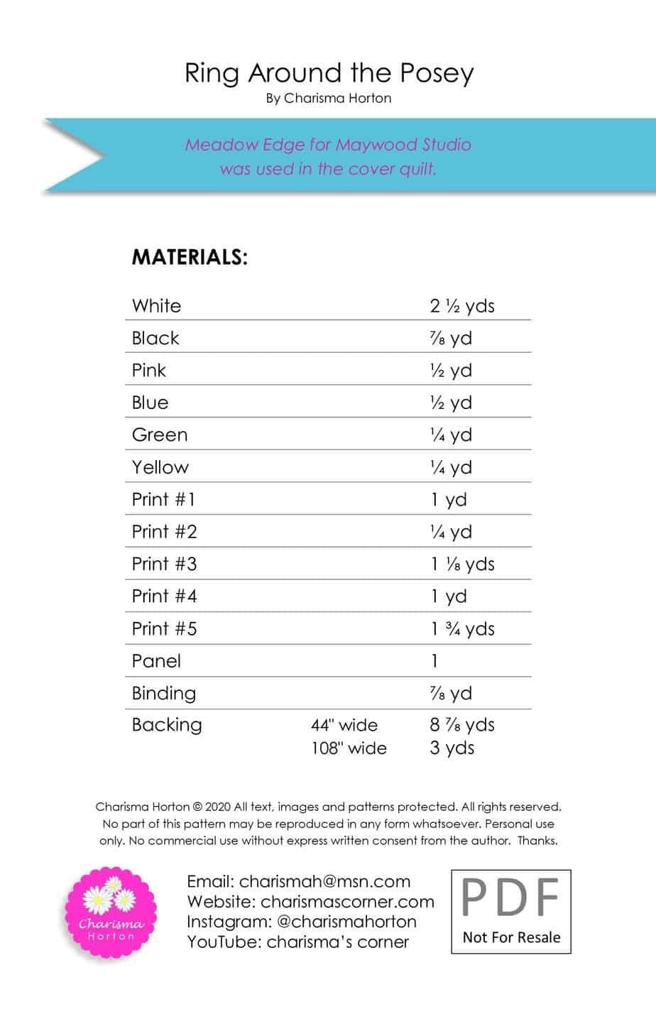 Charisma Horton Ring Around the Posey Quilt Pattern Finished Size 96"x96"