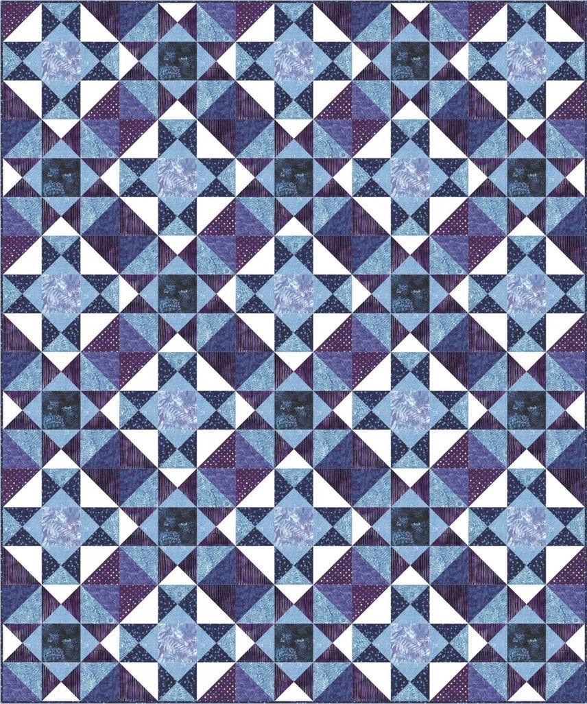 Evening Stars by Needle in a Hayes Stack Quilt Pattern Finished Size: 60"x72"