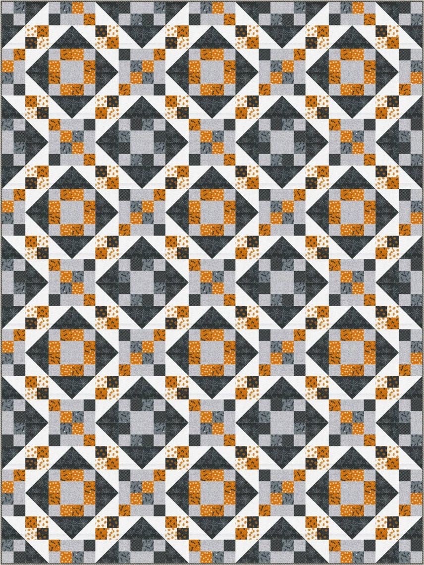Hallows Crossings by Needle in a Hayes Stack Quilt Pattern Finished Size: 72"x96"